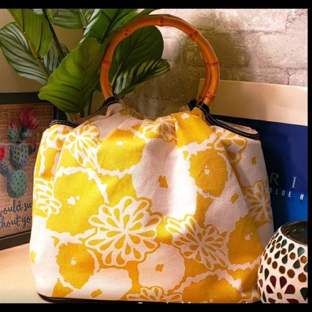 Ring Handle Yellow Floral Handbag